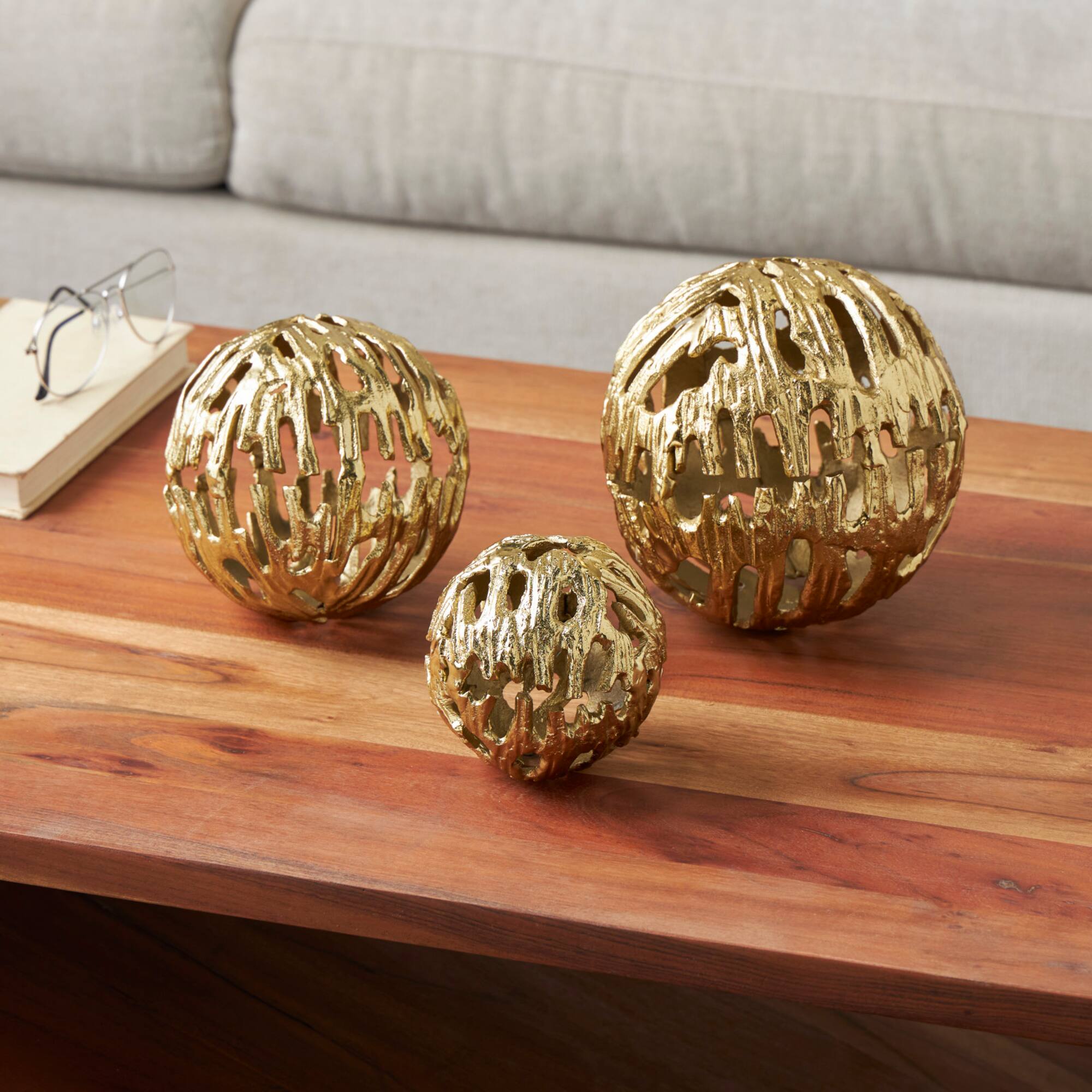 Aluminum Metallic Abstract Cutout Orbs Set